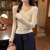 Spring Round Neck Solid Color Bottoming Shirt Female Slim Fit Pure Desire Wind Sweet and Spicy Inner Top Basic Knitted Sweater