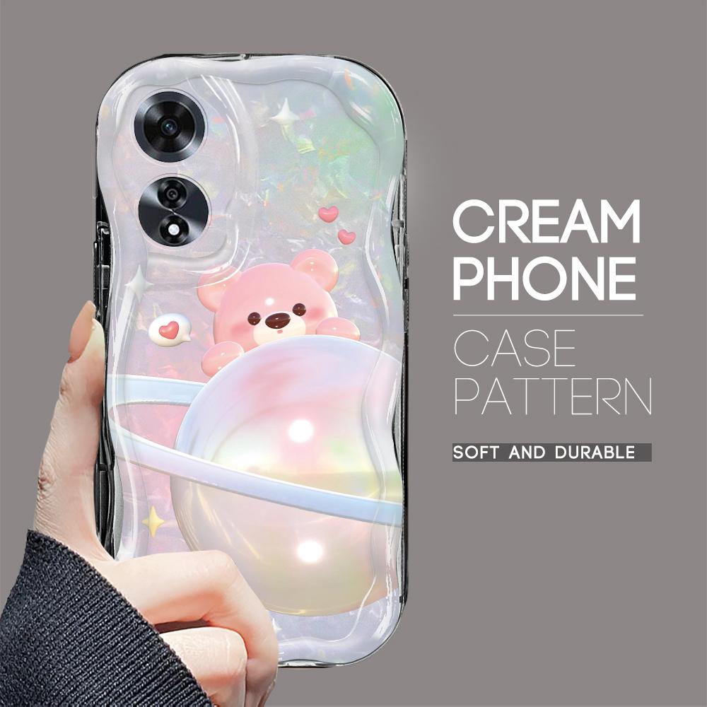 For OPPO A17 A18 A38 A58 A98 Reno7 Z 8Z 8T 11F 11 Pro Realme 12 Lite 12 Pro C30 Star Planet Rabbit Bear Cream Texture Soft Silicone Phone Case