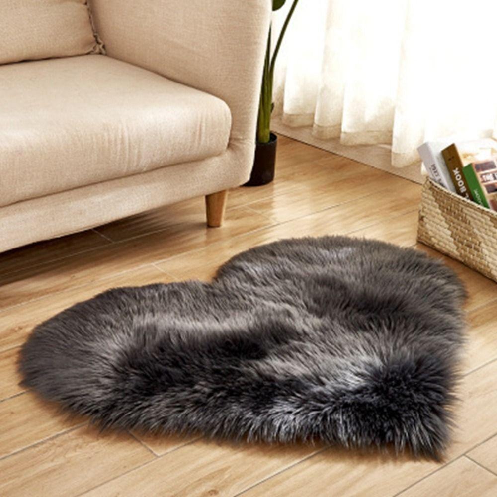 Fluffy Plush Carpets Shaggy Floor Mat Cushion Heart Shaped Rug Home Decor