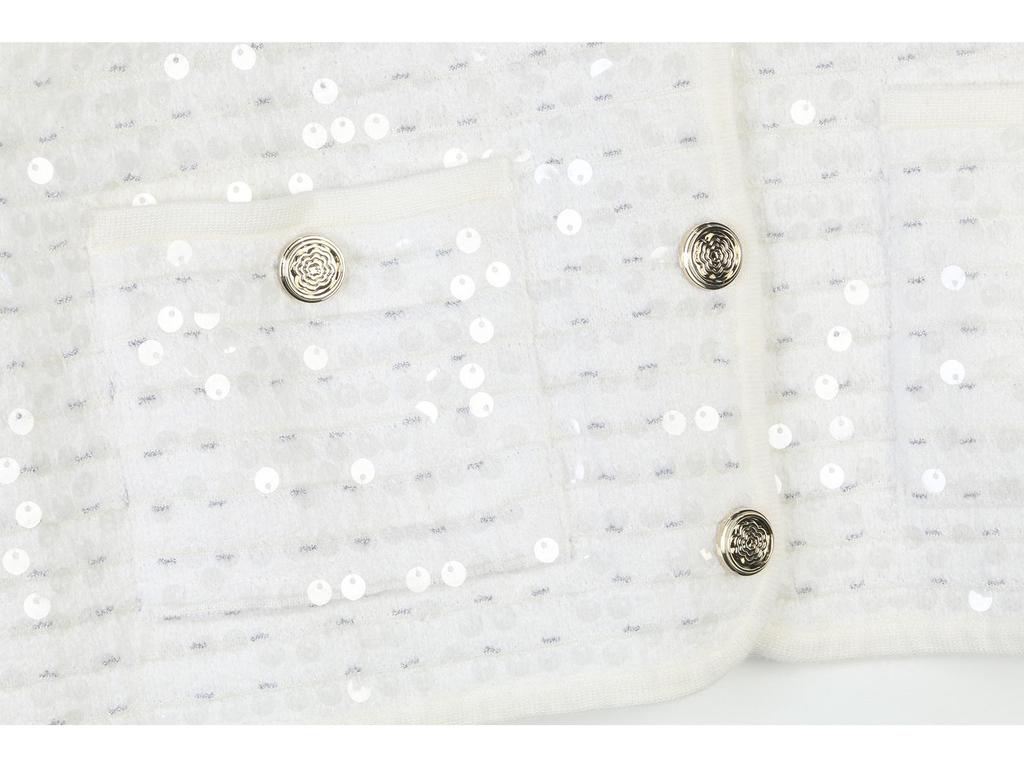 Brown Sequined Round Neck Cardigan and Half Skirt Set - 2025 Spring/Autumn Collection