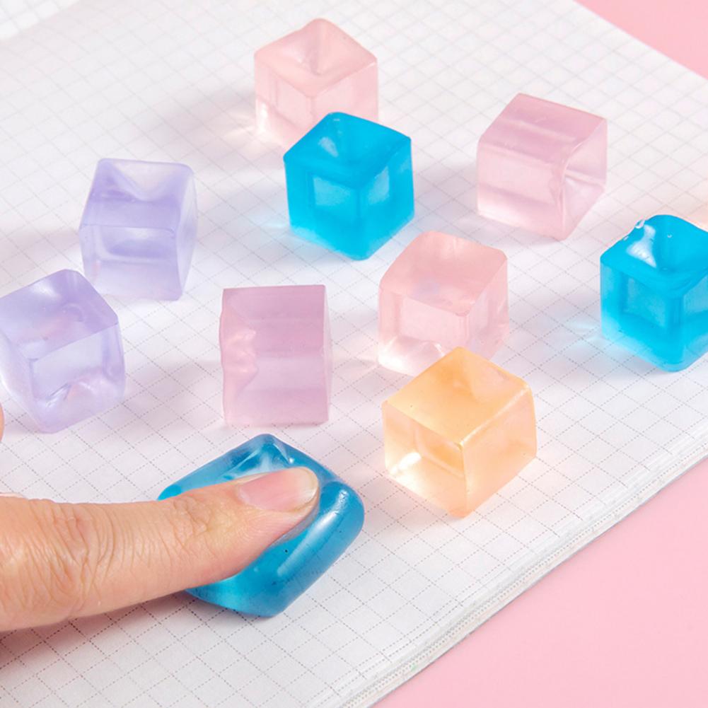 Ice Cube Squeeze Toy Transparent Squeeze Toy Stress Relief Ball Realistic Ice Cube Fidget Toy Soft Cat Paw Pinch For Adults