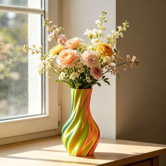 3D Printed Vase Decorative Spiral Flower Vase Modern Twisted Vase for Living Room, Shelf, Wedding & Dining Table Centerpiece, Farmhouse Home