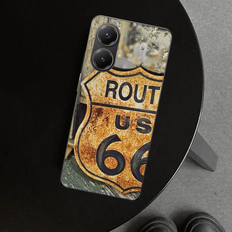 America Route 66 Phone Case Cover for Xiaomi Poco X6 X5 X7 Pro F7 Ultra Redmi 15C 15 13C 13 12C 12 10C 10 10A 9C 9A 9T 9 Coque P