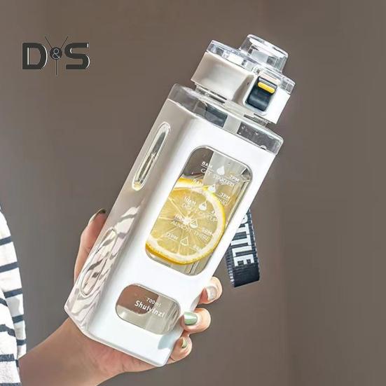 700ml Sports Water Bottle with Time Marking Leakproof Portable Sippy Cup Portable Reusable Cycling Water Bottle for Outdoor