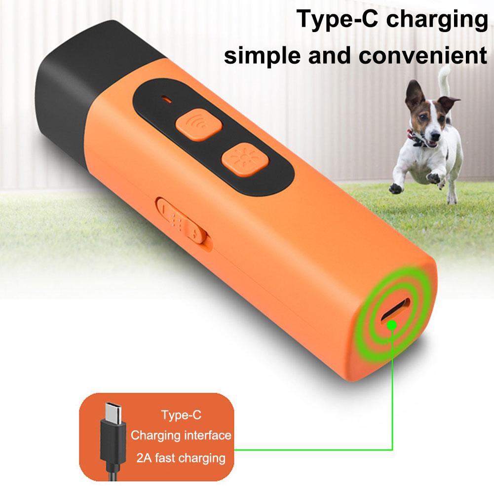 Ultrasonic Dog Repeller Rechargeable Anti Barking Device with LED Flashlight Dog Training Device Dog Trainer Safe for Dogs
