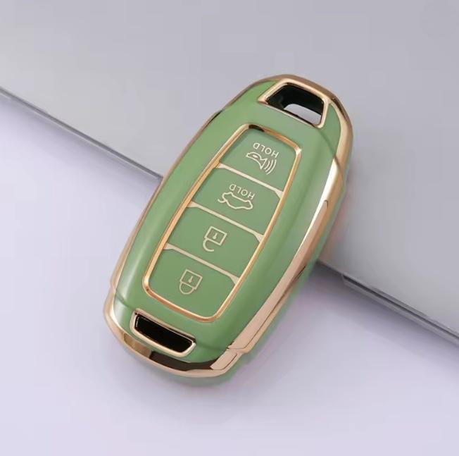 

Чехол-брелок для ключа автомобиля из ТПУ с 3/4 кнопками для Hyundai I30 Ix35 KONA Encino Solaris Azera Grandeur Ig Accent Santa Fe Palisade 4 button зелёный