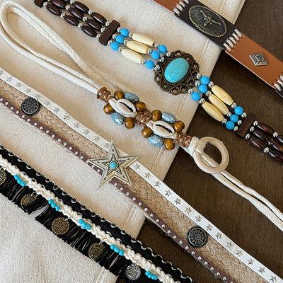 Boho Retro Etniczny Styl Sznur na Pas dla Kobiet Dziewcząt Prosty Pasek do Sukienki Ręcznie Tkany Łańcuszek na Pas Akcesoria Odzieżowe Prezenty