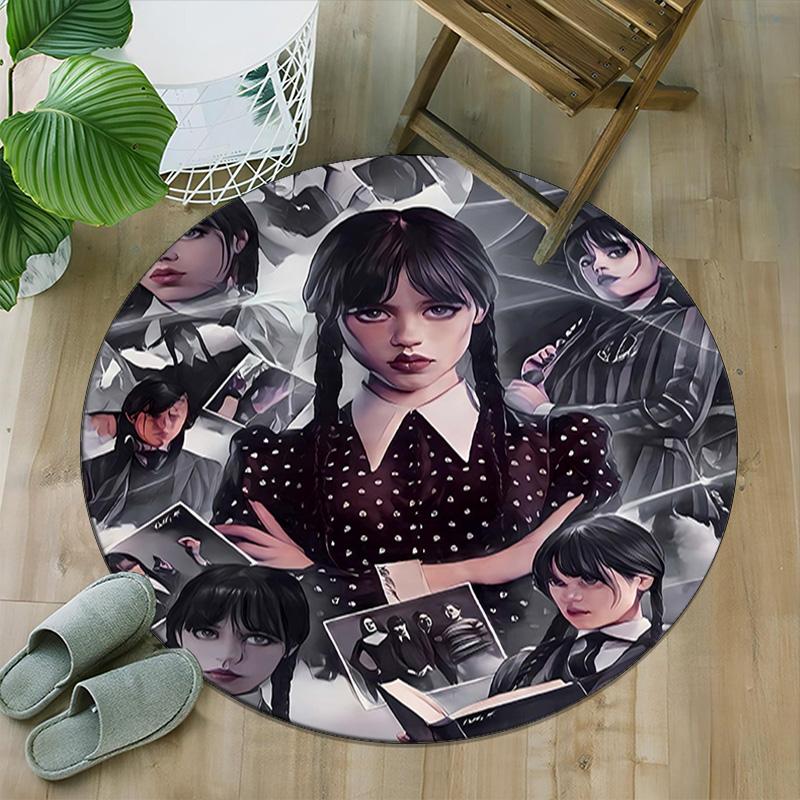 1pc Addams Family Wednesday2 Print Round Carpet Chair Round Carpet Suitable for Bedroom Living Room Home Decorative Carpet