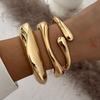 Hiphop Exaggerated Wide Cuff Bangle Manchette Vintage Punk Irregular Glossy Gold Color Bracelet Bangles Women Men Jewelry