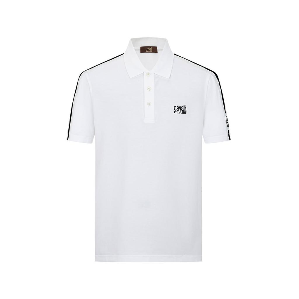 Men's Contrasting Color Embroidered Logo Short Sleeve Polo Shirt