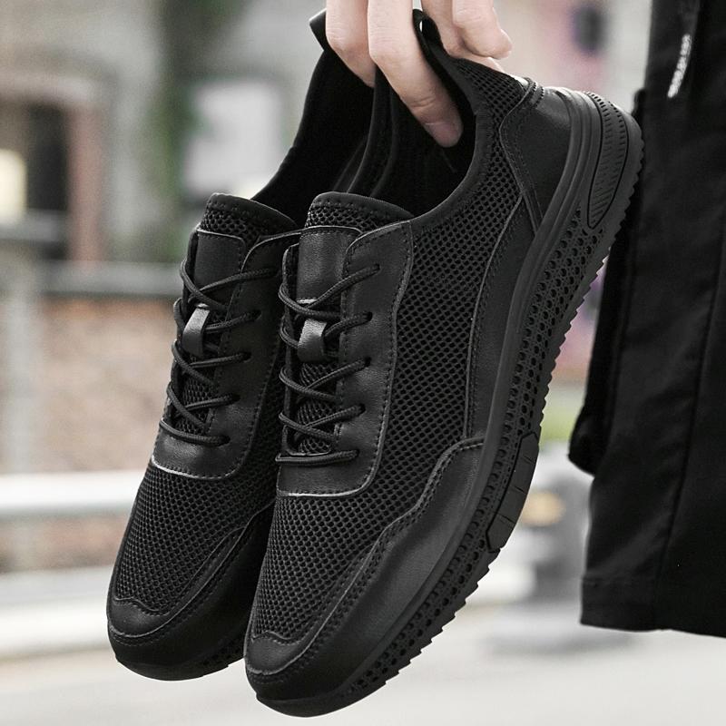 Fashion Handmade Men Casual Sneakers Outdoor Breathable Mesh Walking Shoes New Comfort Soft Tennis Shoes Summer Lightweight Sports Shoes