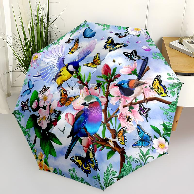 Beautiful Peacock and Animal Utomatic Folding Umbrella: Compact 8-rib Design For Outdoor Daily Compact Umbrella Perfect Gift For Friends And Family