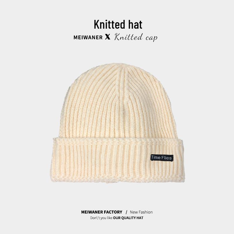 Women's Woolen Melon Cap: Warm, Solid Color Knit Hat for Autumn and Winter Outdoor Wear