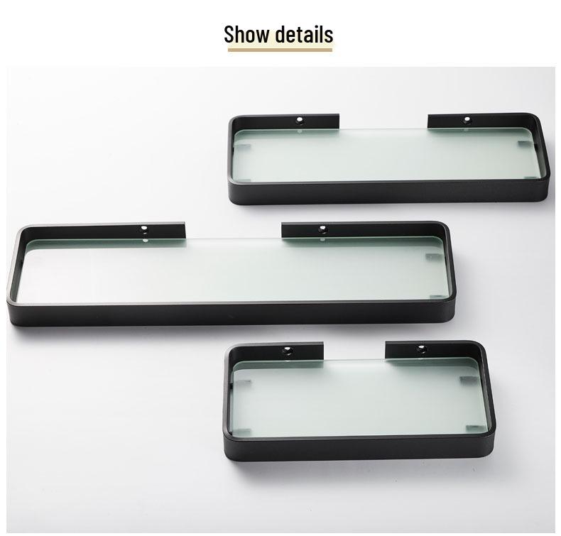 Black Space Aluminum Bathroom Tray - No-Drill, Nail-Free Storage Rack for Toilets and Dressing Tables