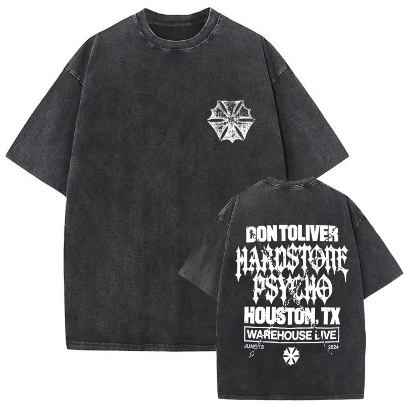 Washed Vintage Rapper Don Toliver Hardstone Psycho Album Print T Shirts Unisex Women Fashion Hip Hop Oversized Tshirts Streetwear