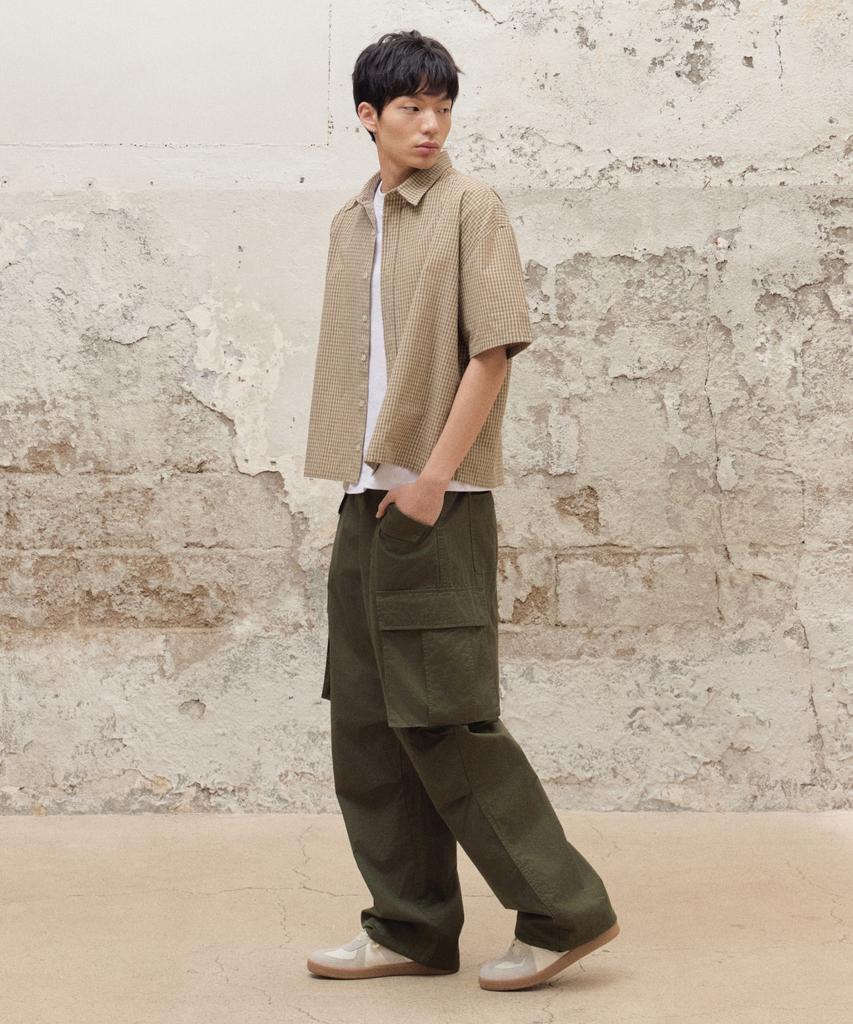 AGOD Cargo Strap Parachute Cotton Pants [Khaki]