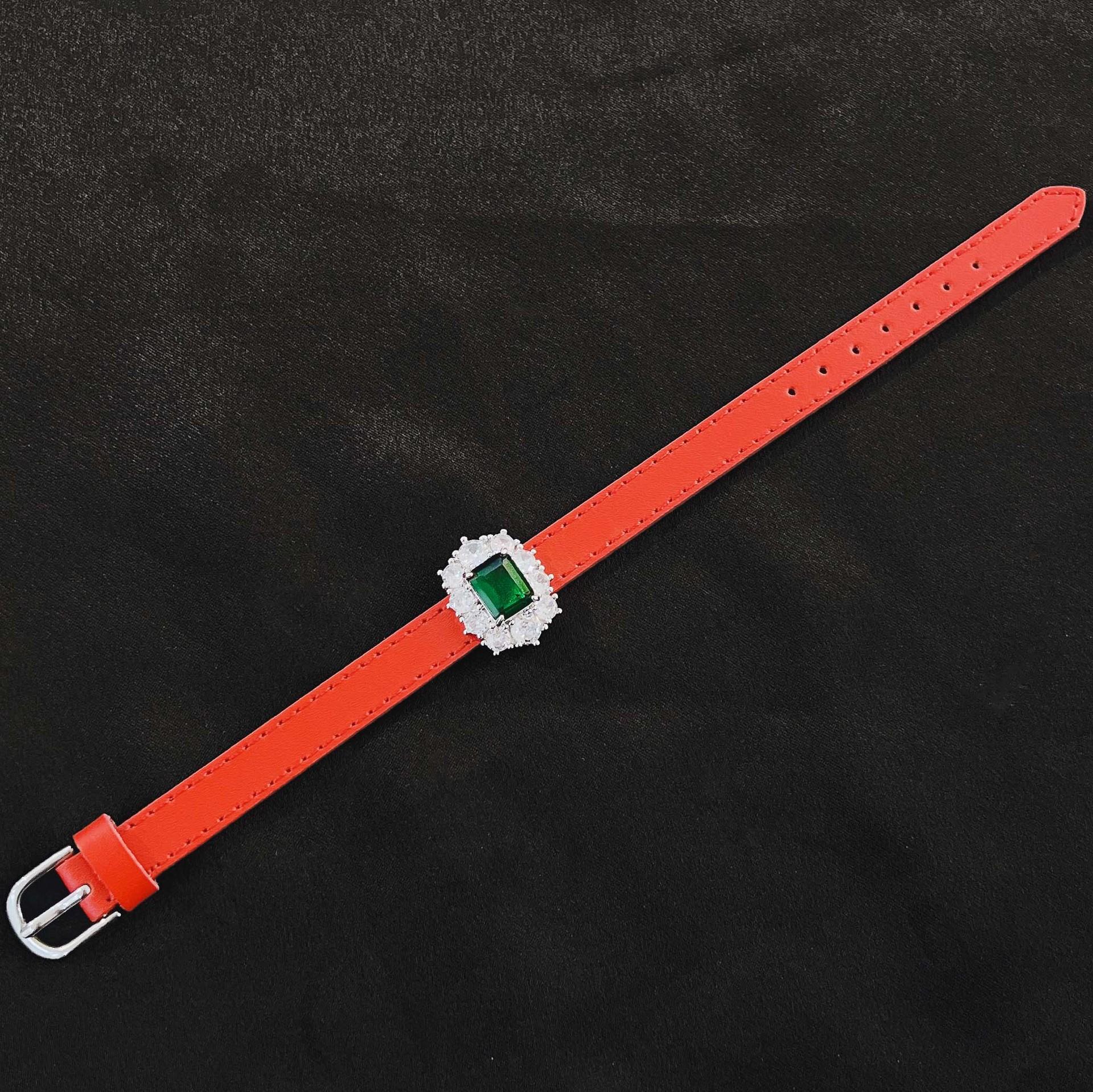 Xiaohongshu Simulation Emerald Wristband Bracelet Female, Pendant Watch Two Wearing Belt Watch Adjustable