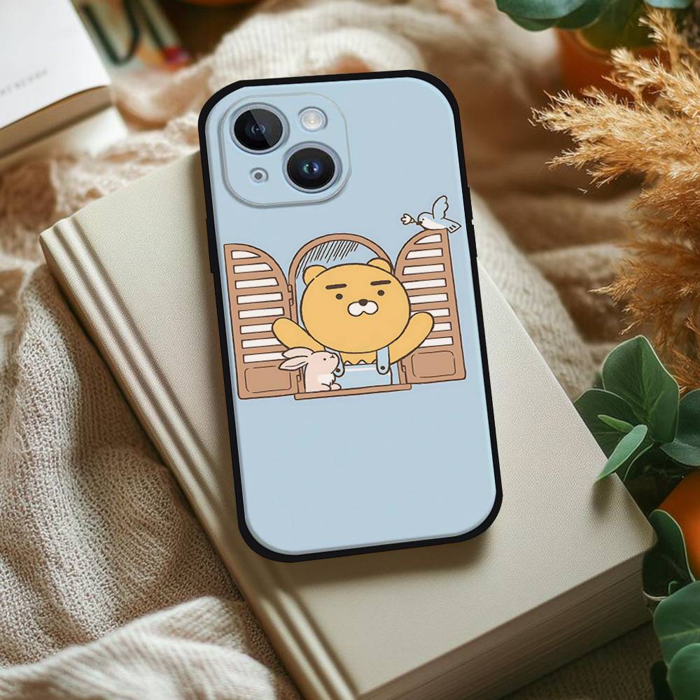 Cartoon K-kakao Cute Friends Phone Case For IPhone 1716 15 14 13 Pro Max 11 12 Mini X Xs XR Black Silicone Cover