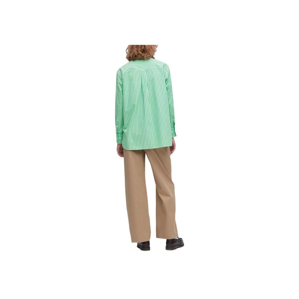 UNIQLO Striped Single-Breasted Long Sleeve Shirt Women shirts Green 458261-54