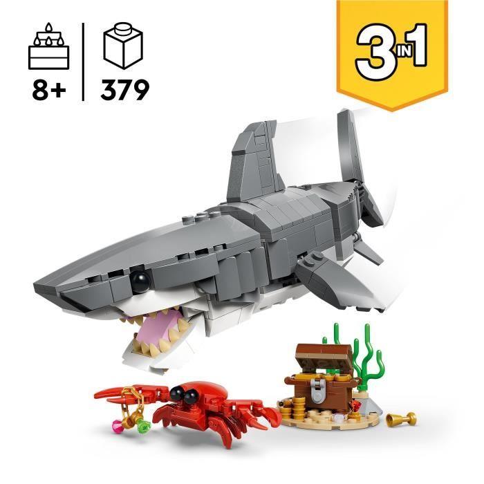 LEGO Creator 3-en-1 31381 Le Redoutable Requin et le Coffre au Trésor - Jouet dès 8 ans