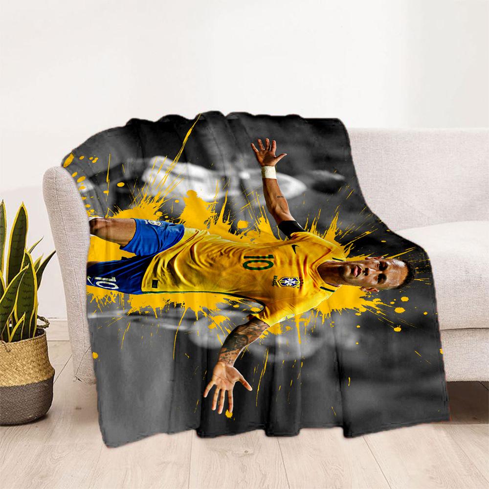Neymar Brazil Jersey Blanket Soft Warm Cozy Perfect for Bedding Picnics Seaside All-Season Use Modern Gift for Travel Home Birthdays