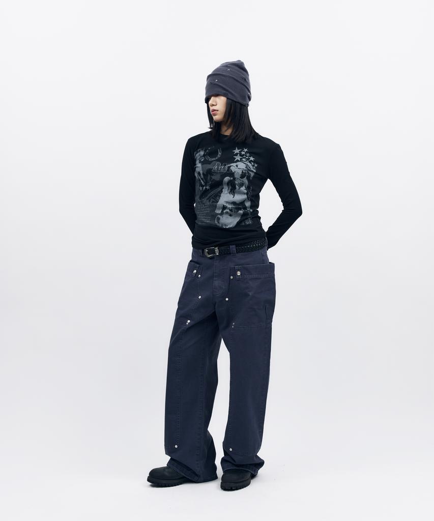 AAKAM Walt Panel Cotton Pants (Navy)