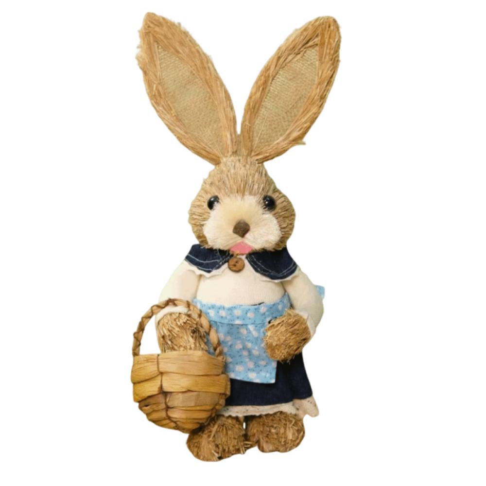 Realistic Design Woven Bunny 35cm Size Bunny Figure Easter Straw Rabbit  Window Display