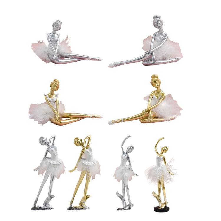 Elegant Ballet Dancer Resins Sculpture Ballerinas Figuine Dancing Girl Statue Ornament for Adding Elegances to Any Room