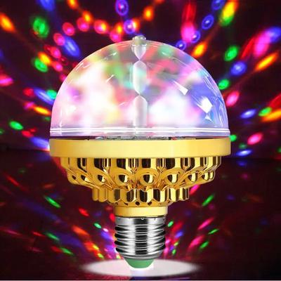 KTV Stage Colorful Rotating Light E27 Crystal Light Bulb with Sockets Disco Magic Ball Light Bulb for Home Room Dance Party
