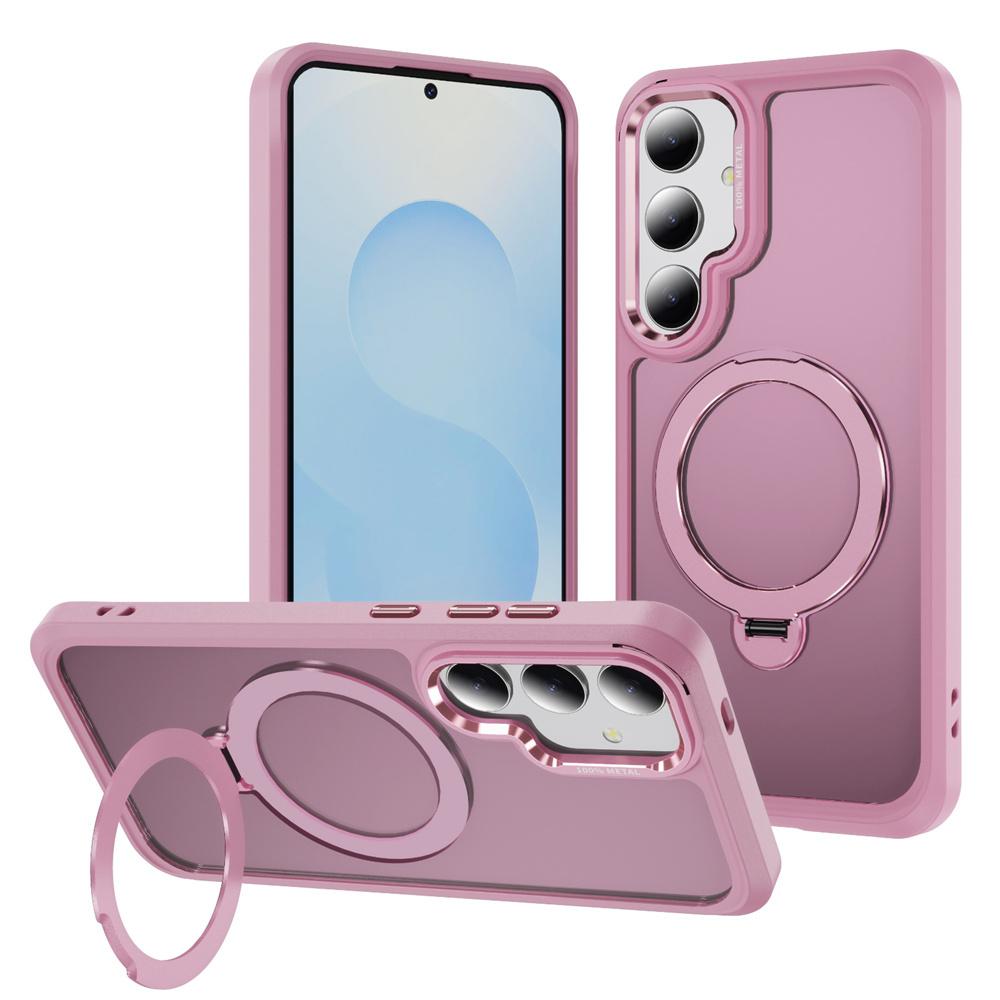 360°Rotating Magnet Ring Fold Rotating Stand Phone Case For Samsung S26 Edge S24 S25 Ultra S23 Plus Frosted Translucent Cover