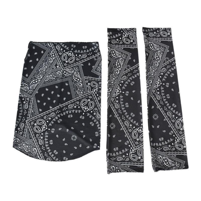 

2pieces Bike Riding Sunscreen Quick Drying Scarf Gloves Outdoor Mountaineering Breathable Sleeve Cover Riding Mask 1