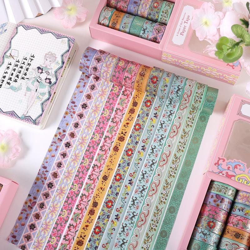12Pcs/Set Japanese Style Washi Tapes Masking Tape Washi Stickers Scrapbooking Adhesive DIY Decorative Stationery School Supplies
