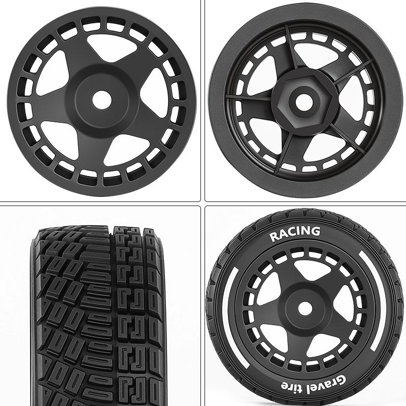 4PCS 60mm 1/14 High Grip On-Road Rally Tires Wheels For MJX 14301 14302 14303 14304 RC Car Upgrade Parts