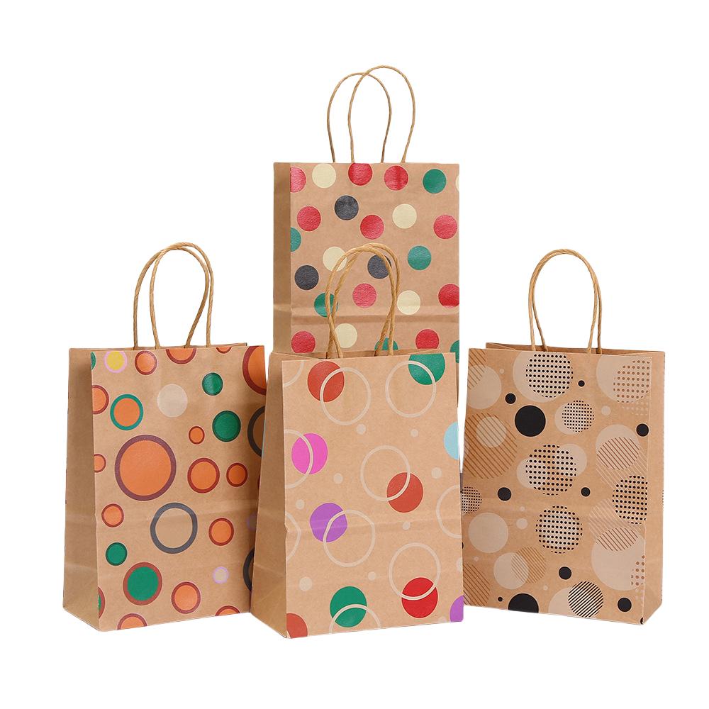 StoBag 2026 NEW Polka Dot Kraft Paper Gift Bags Reusable Eco Friendly Tote for Birthday Party Favor Packaging Shopping
