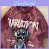 T-shirt Estiva Casual con Stampa a Punto, Tintura Mista Cotone per Moda Studentesca