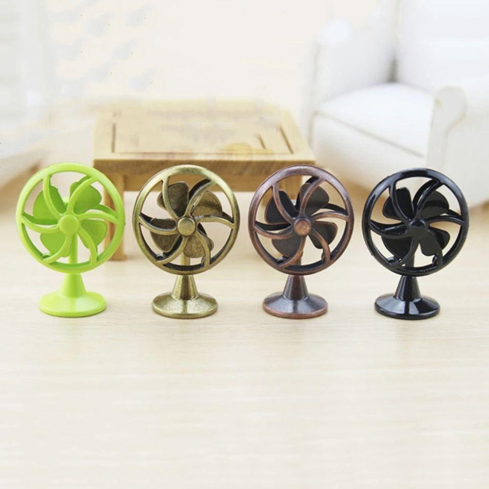 1:12 Scale Dollhouse Electric Fan Retro Mini Fan Model Miniature Doll Fan Furniture  DIY Toy