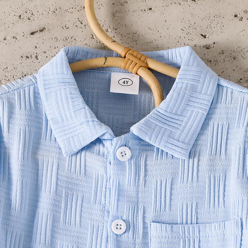 Girls' Fashionable Blue Summer Set: Children's Casual Polo Shirt and Shorts Two-Piece Set