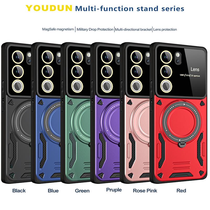 Shockproof Armor For VIVO V50 Lite V29 V27 Pro V27E Case Phone Ring Stand Bumper Silicone Phone Cover Capa For VIVO V29 Cases