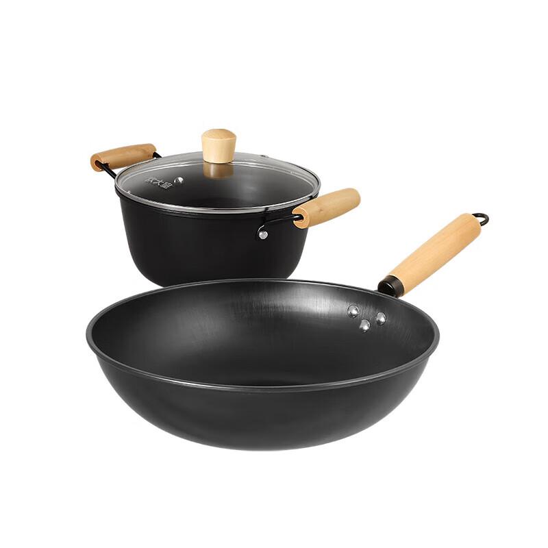 Chui Da Huang Iron Wok and Soup Pot 2-Piece Set