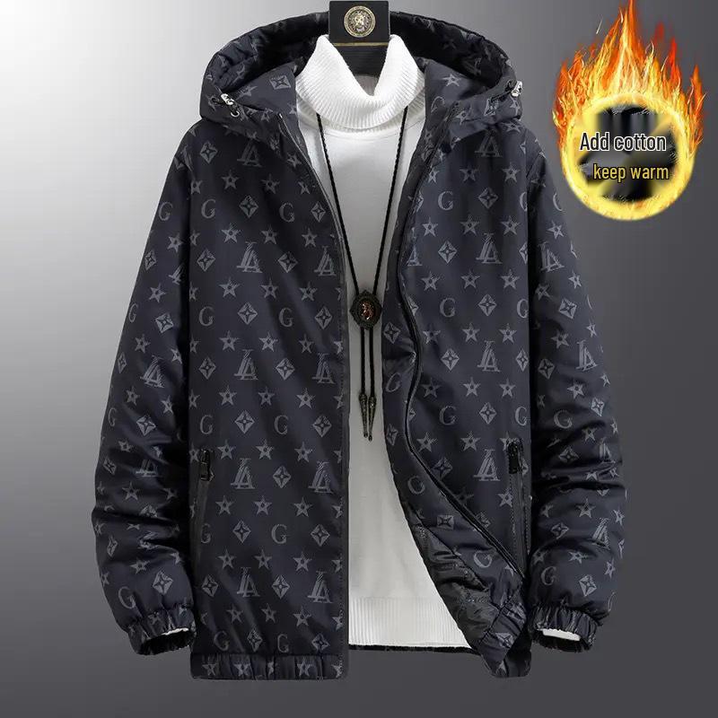 Europejska Modna Męska Kurtka Jacquard w Kratę ze Stójką - Koreański Styl Wiosenno-Jesienny Casualowy Top