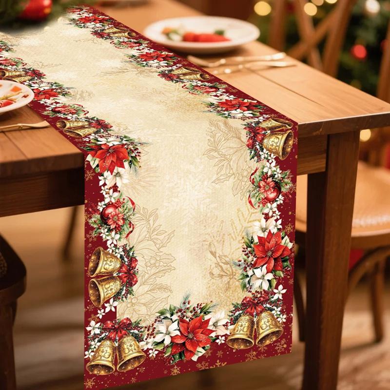 Christmas Ball Table Runner Merry Christmas Decorations For Home 2026 Cristmas Table Cover Navidad Noel Gift New Year Tablecloth