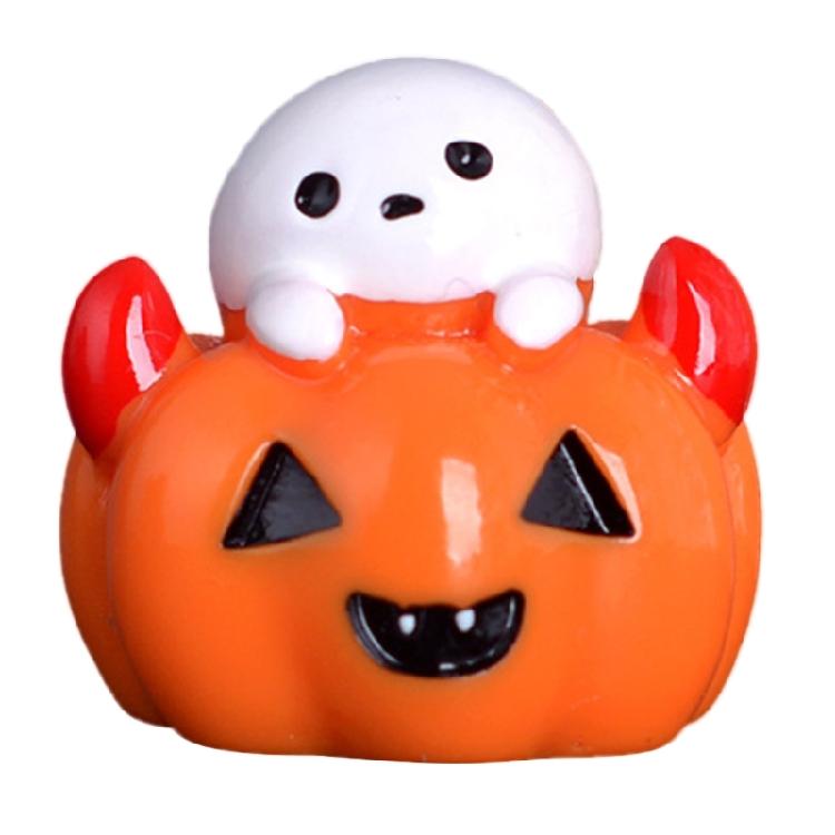 Pumpkin Ghost Figurine Cartoon Halloween Decoration Festive Resin Ornament