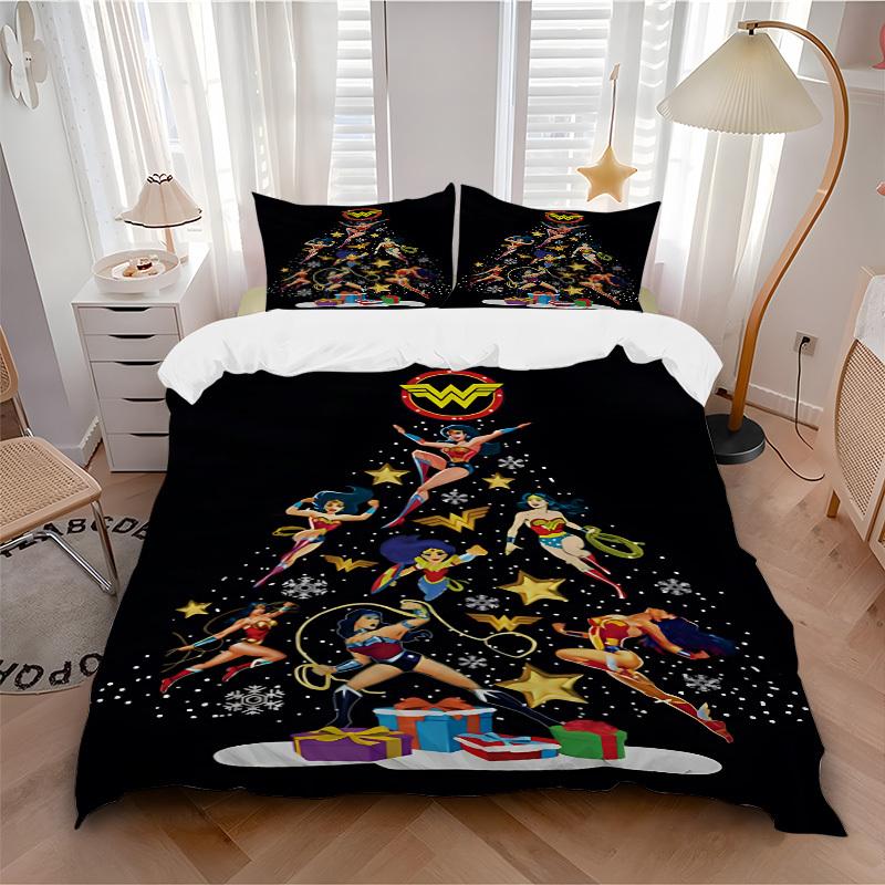 3-teiliges Wonder Woman Bettwäsche-Set, Weiche und bequeme Bettbezüge, Für Schlafzimmer, Gästezimmer (1*Bettbezug + 2*Kissenbezüge, ohne Füllung