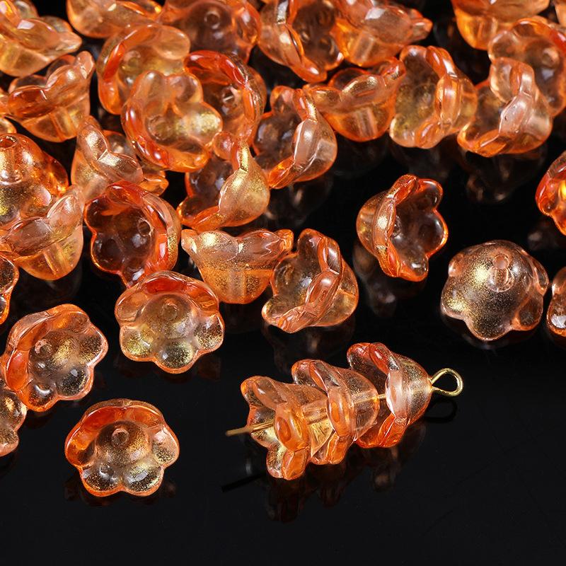 50Pcs/Bag 7X12Mm Colorful Bellflower Lampwork Beads Caps Glass Spacer Beads For Jewelry Making Diy Handmade Bracelets Hairpin