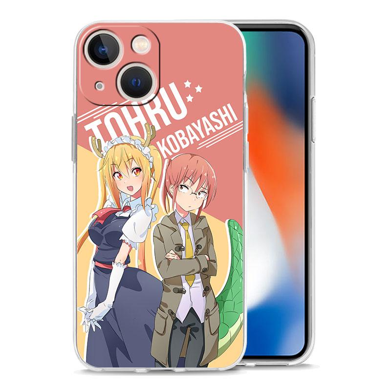 Dragon Maid Anime For iPhone 14 13 11 12 Pro Max X XR XS Phone Case For iPhone 14 7 8 Plus SE Clear Soft Silicone Cover Fundas
