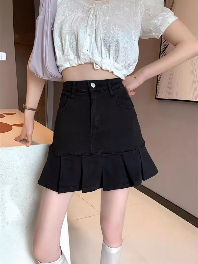 

Черная плиссированная юбка-миди А-силуэта с высокой талией большого размера для женщин - Лето 2024 Облегающий стиль L чёрный