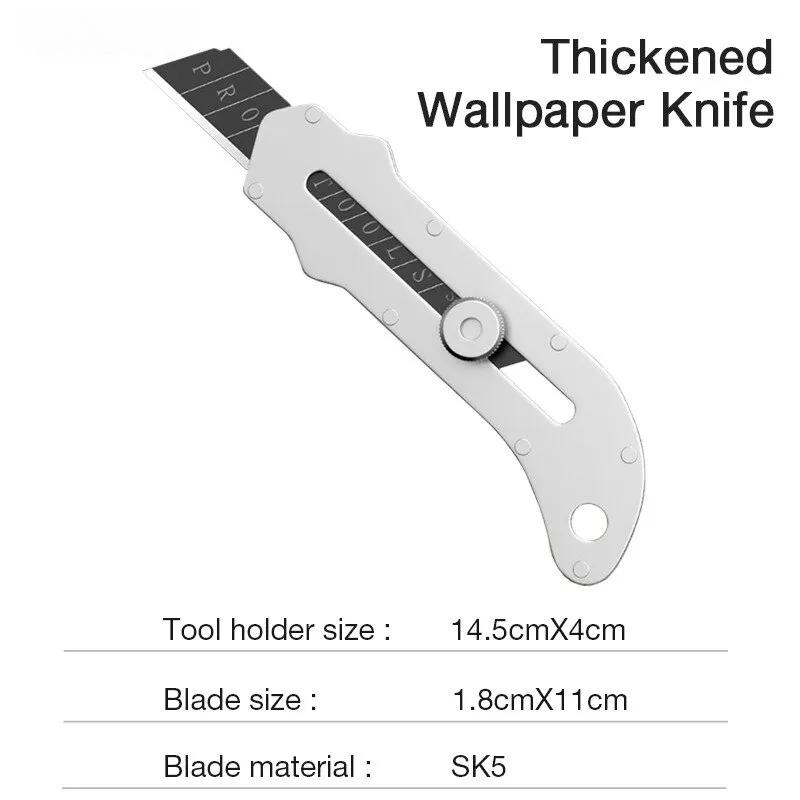 18mm Stainless Steel Utility Knife Steel Wallpaper Knife Holder Sturdy Cutting Paper Cutting Knife Comfortable Grip
