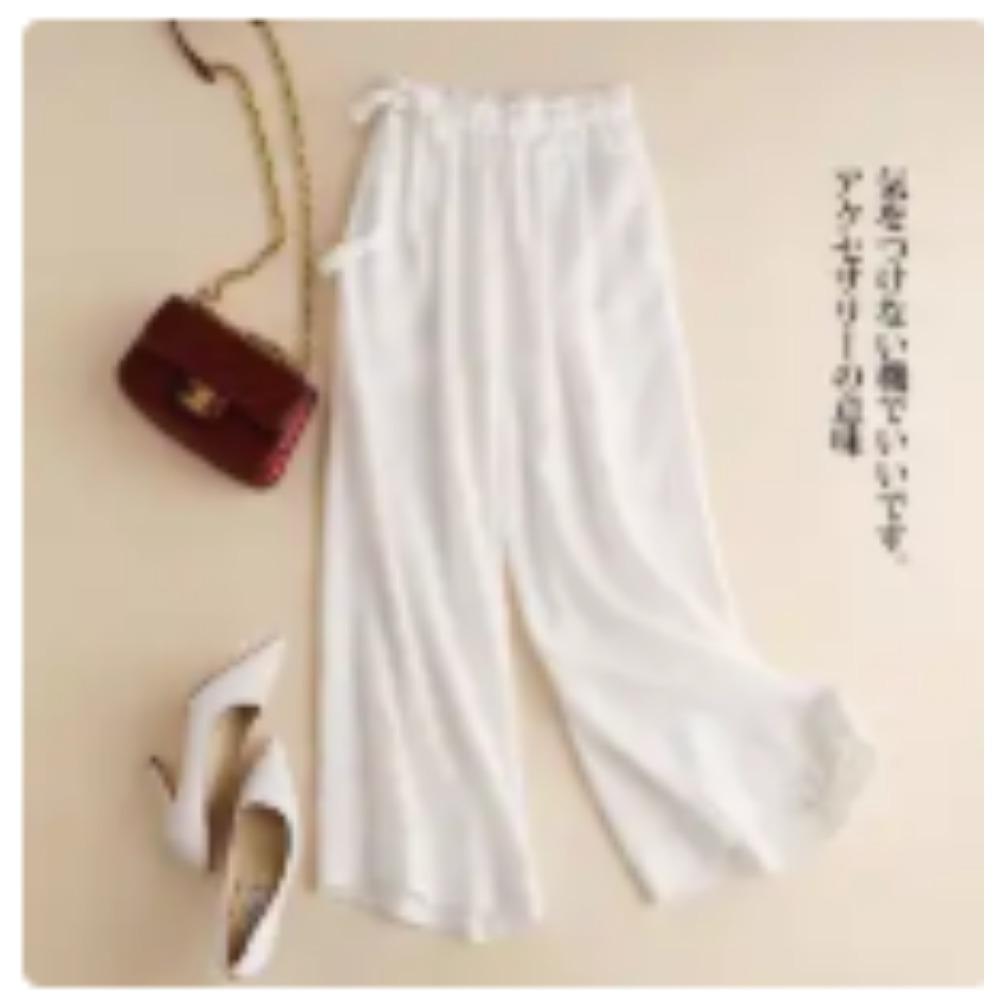 Cotton and Linen Wide-leg Nine-point Summer Women's Loose and Thin High Waist Straight-leg Casual Pants