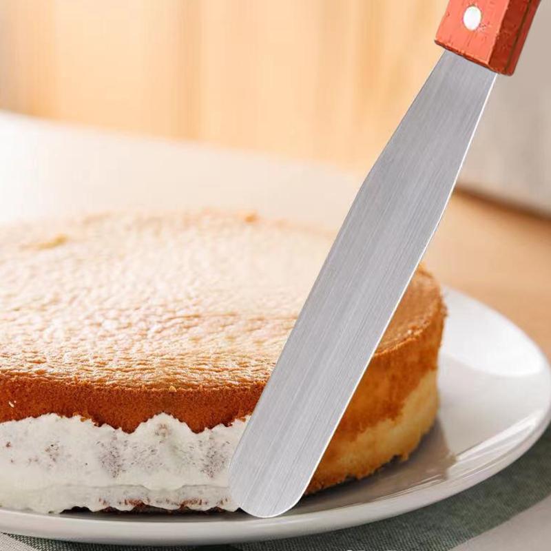 Cake Butter Spatula 6-Inch 8-Inch 10-Inch Wooden Handle Stainless Steel For Smoothing Unmolding And Baking Tools