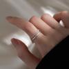 Elegant Korean Inspired Geometric Design Adjustable Double Layer Ring For Women